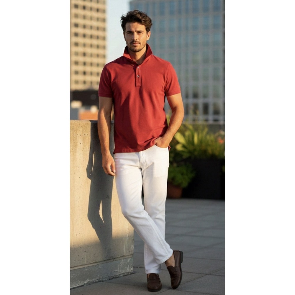 Todd Snyder New York Men's Red Pique Polo Shirt Size XS Lyocell Cotton - Picture 10 of 10